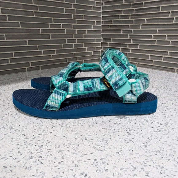 Teva Blue Green Teal Original Universal Sandal Walking Hiking Gorp Women's 8 - Picture 2 of 8